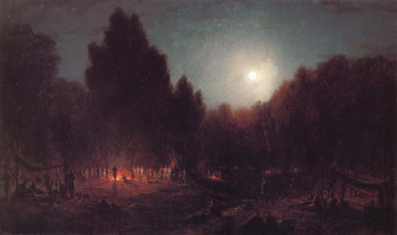 Sanford Robinson Gifford Night Bivouac of the Seventh Regiment New York at Arlington Heights,Virginia